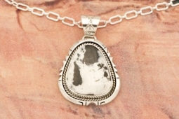 Genuine White Buffalo Sterling Silver Native American Pendant